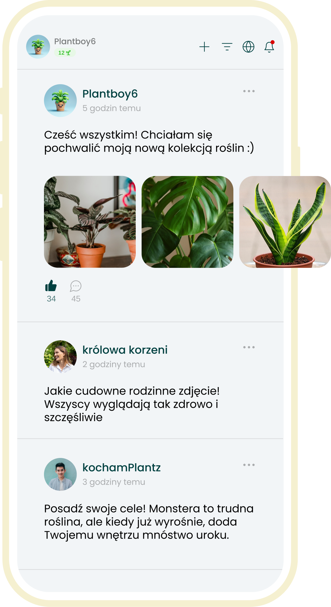 Rozmowy społeczności miłośników roślin w aplikacji Plant ID